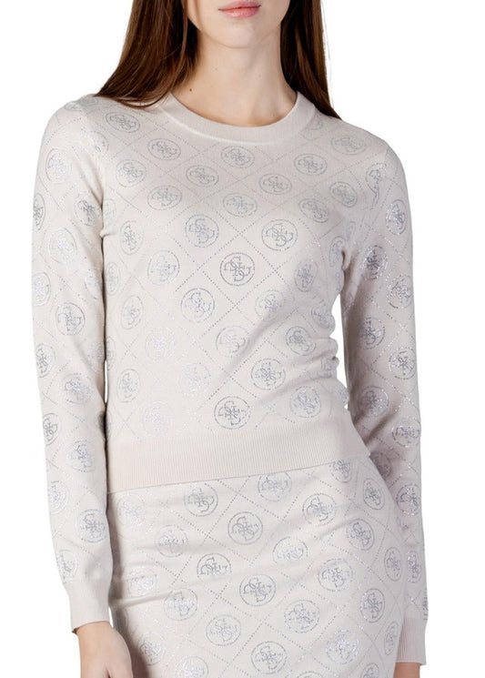 Maglia Donna Guess Beige con Dettaglio Rhinestones 4G