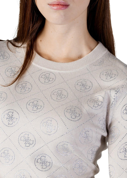 Maglia Donna Guess Beige con Dettaglio Rhinestones 4G