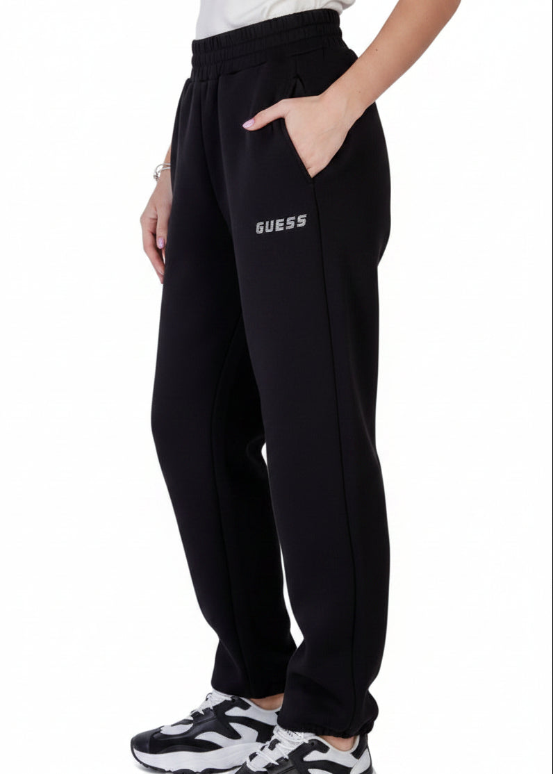 Pantaloni Donna Guess Active Neri con Stampa
