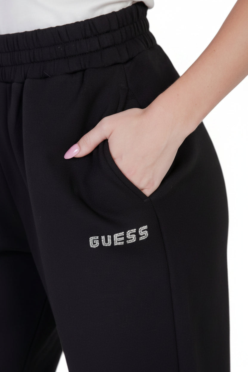 Pantaloni Donna Guess Active Neri con Stampa