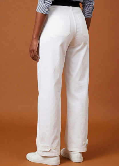 Pantaloni Donna Jacqueline De Yong Bianchi in Cotone
