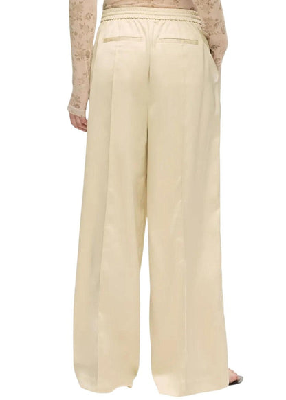Pantaloni Donna Karl Lagerfeld Jeans Beige Wide Leg con Lacci