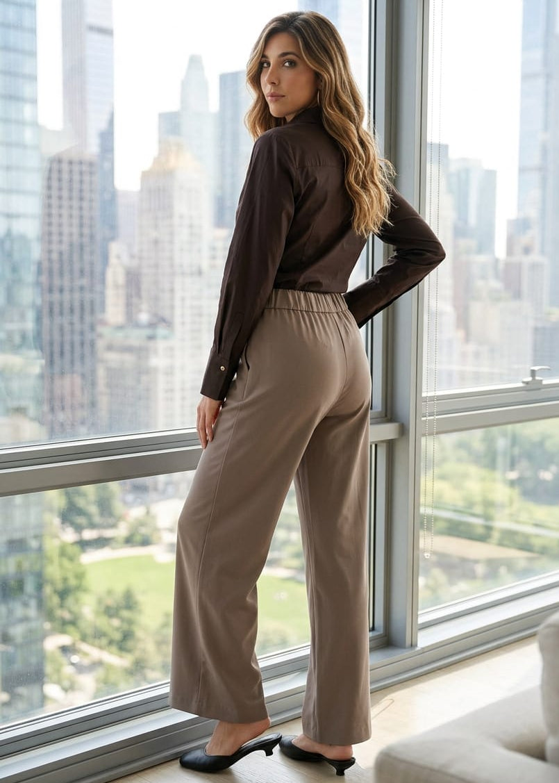 Pantaloni Donna Vero Moda Beige in Poliestere