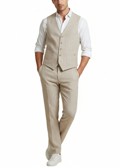 Pantaloni Uomo Gianni Lupo Beige in Lino