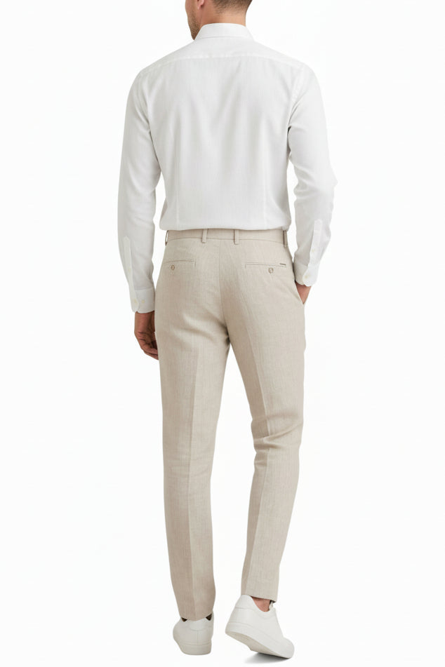 Pantaloni Uomo Gianni Lupo Beige in Lino