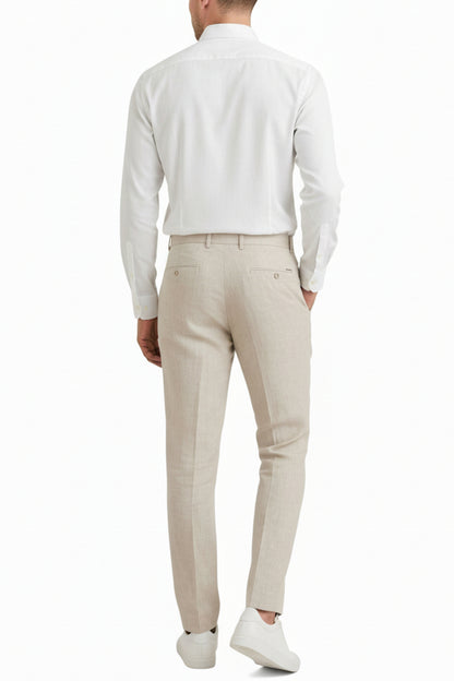 Pantaloni Uomo Gianni Lupo Beige in Lino