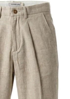 Pantaloni Uomo Gianni Lupo Beige in Lino