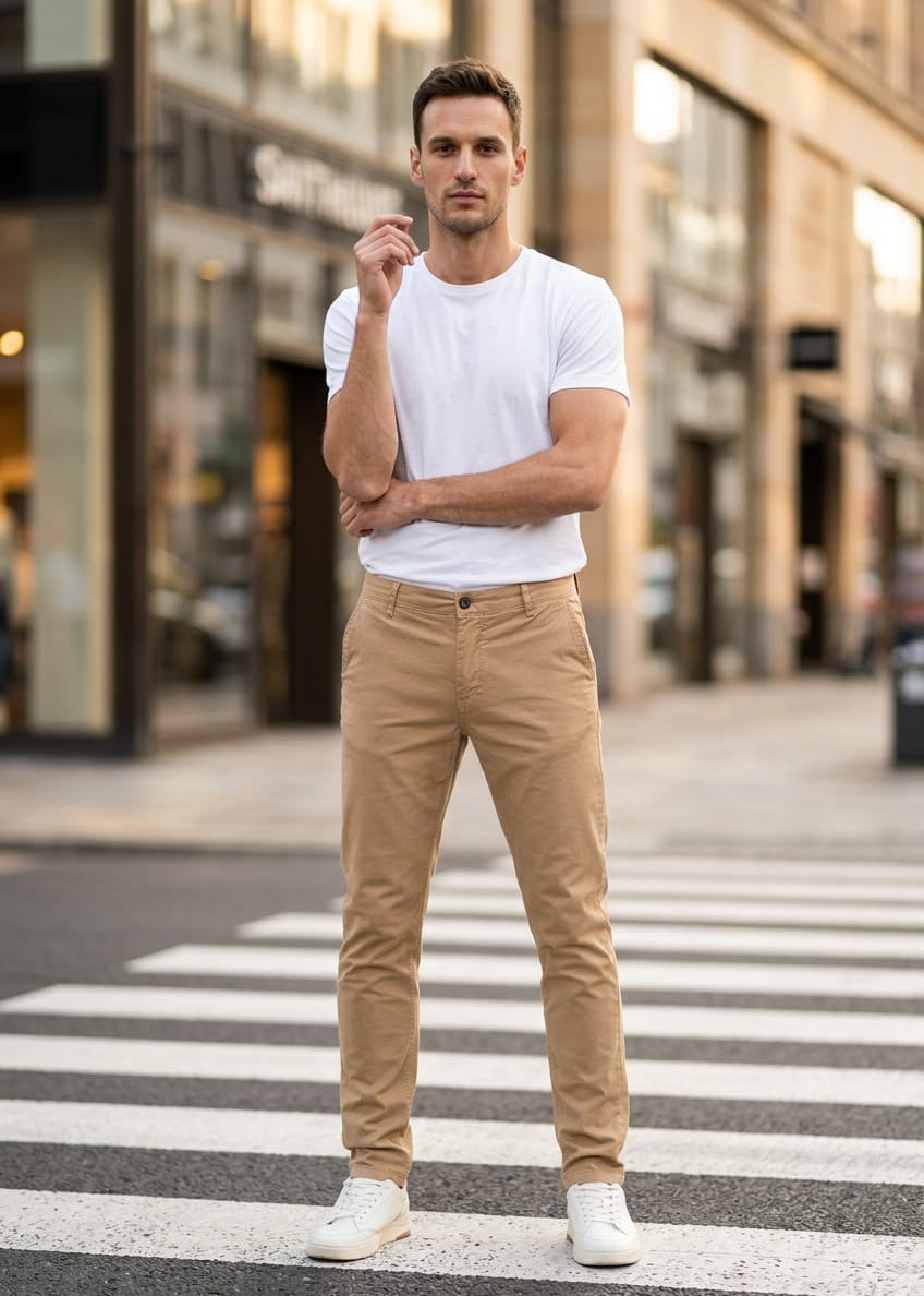 Pantaloni Uomo Lyle & Scott Beige in Cotone