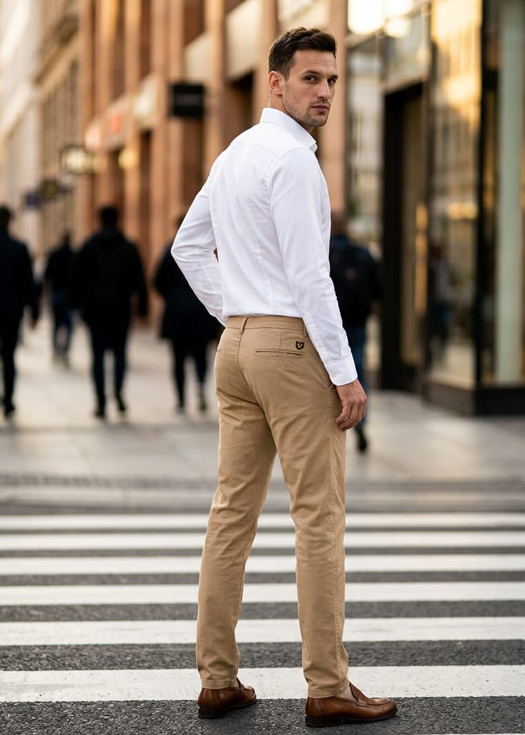 Pantaloni Uomo Lyle & Scott Beige in Cotone