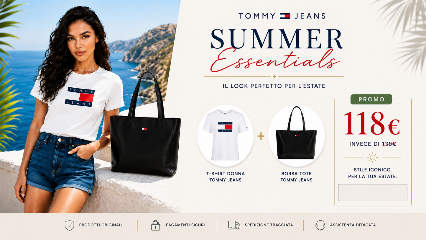 Summer Essentials Tommy Hilfiger | T-shirt + Borsa Tote in Promo