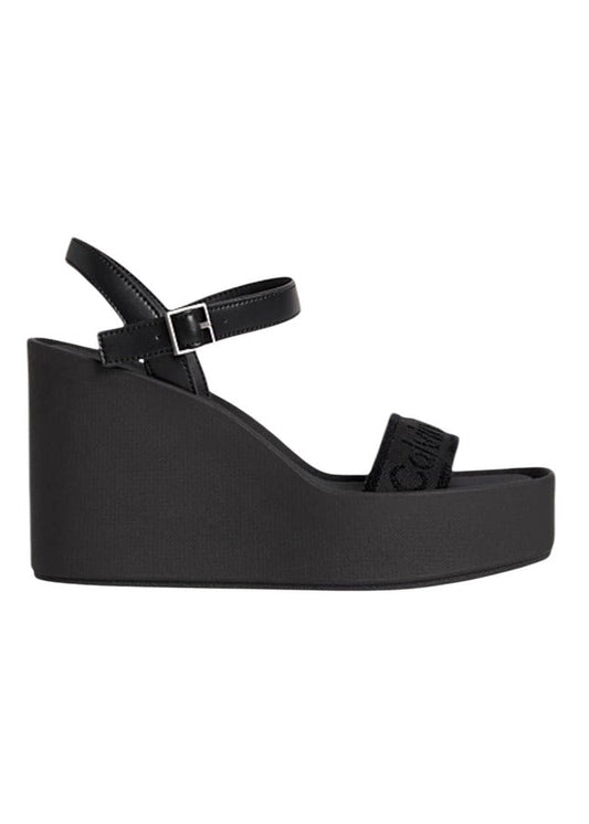 Sandali Donna Calvin Klein Neri con Plateau e Cinturino