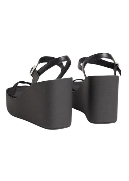 Sandali Donna Calvin Klein Neri con Plateau e Cinturino