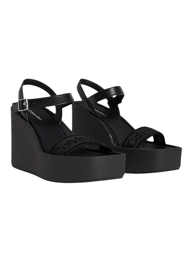 Sandali Donna Calvin Klein Neri con Plateau e Cinturino