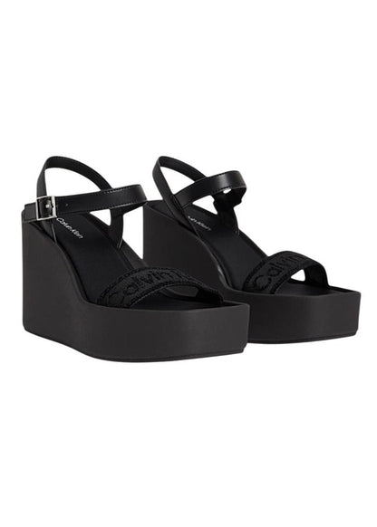 Sandali Donna Calvin Klein Neri con Plateau e Cinturino