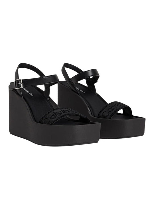 Sandali Donna Calvin Klein Neri con Plateau e Cinturino