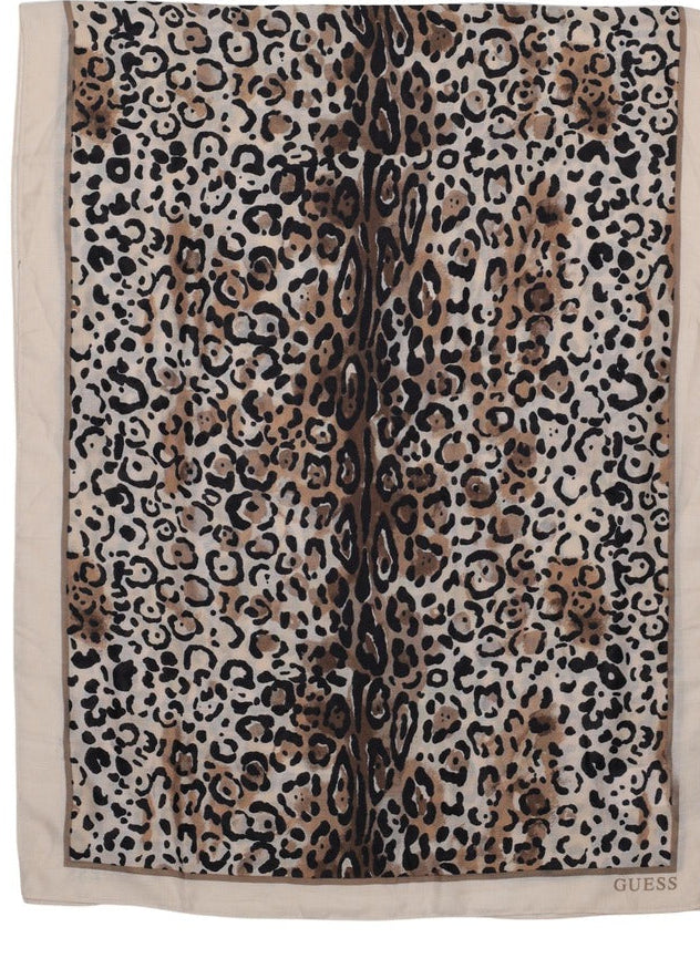 Sciarpa Donna Guess Beige con Fantasia Leopardata