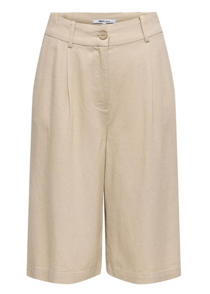 Shorts Donna Only Beige in Lino e Viscosa