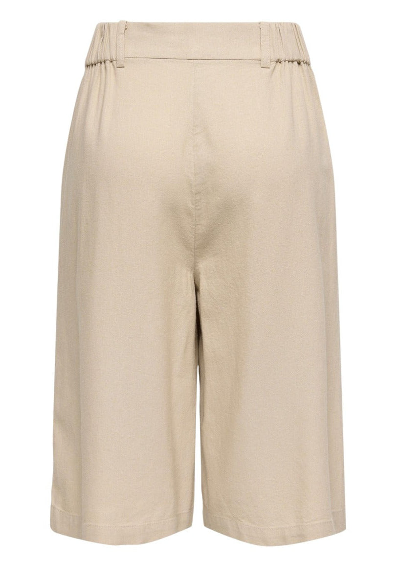 Shorts Donna Only Beige in Lino e Viscosa