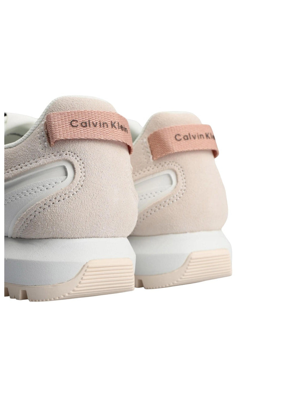 Sneakers Donna Calvin Klein Jeans Bianche in Pelle con Lacci