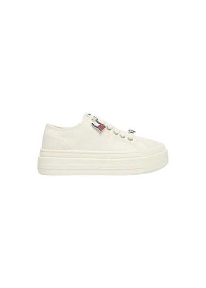 Sneakers Donna Tommy Hilfiger Jeans Beige in Cotone con Plateau