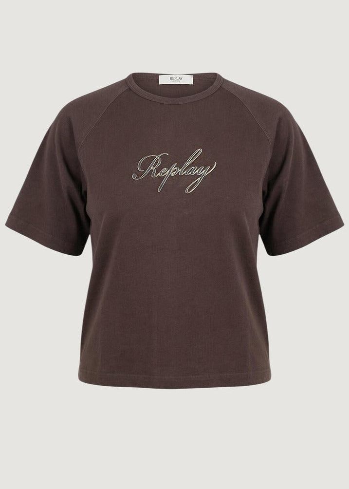 T-Shirt Donna Replay Marrone in Cotone