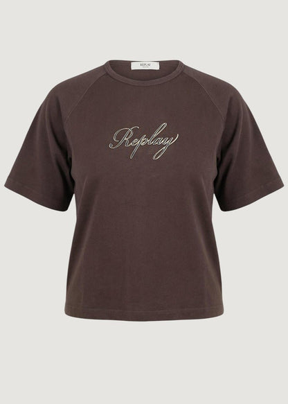 T-Shirt Donna Replay Marrone in Cotone