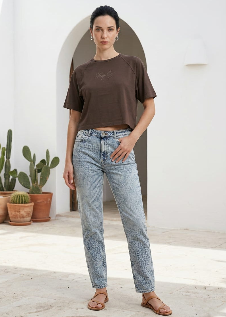 T-Shirt Donna Replay Marrone in Cotone