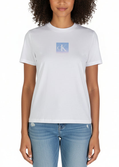 T-shirt Donna Calvin Klein Jeans Bianca in Cotone