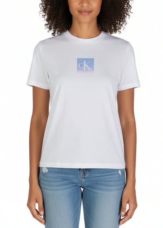 T-shirt Donna Calvin Klein Jeans Bianca in Cotone