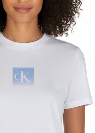 T-shirt Donna Calvin Klein Jeans Bianca in Cotone