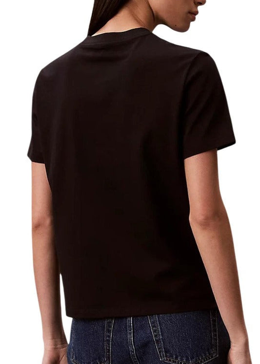 T-shirt Donna Calvin Klein Jeans Nera con Stampa