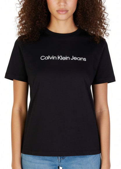 T-Shirt Damen Calvin Klein Jeans Schwarz aus Baumwolle