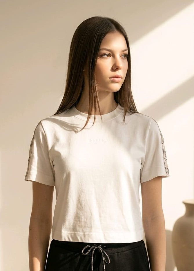T-shirt Donna Guess Active Nera con Stampa