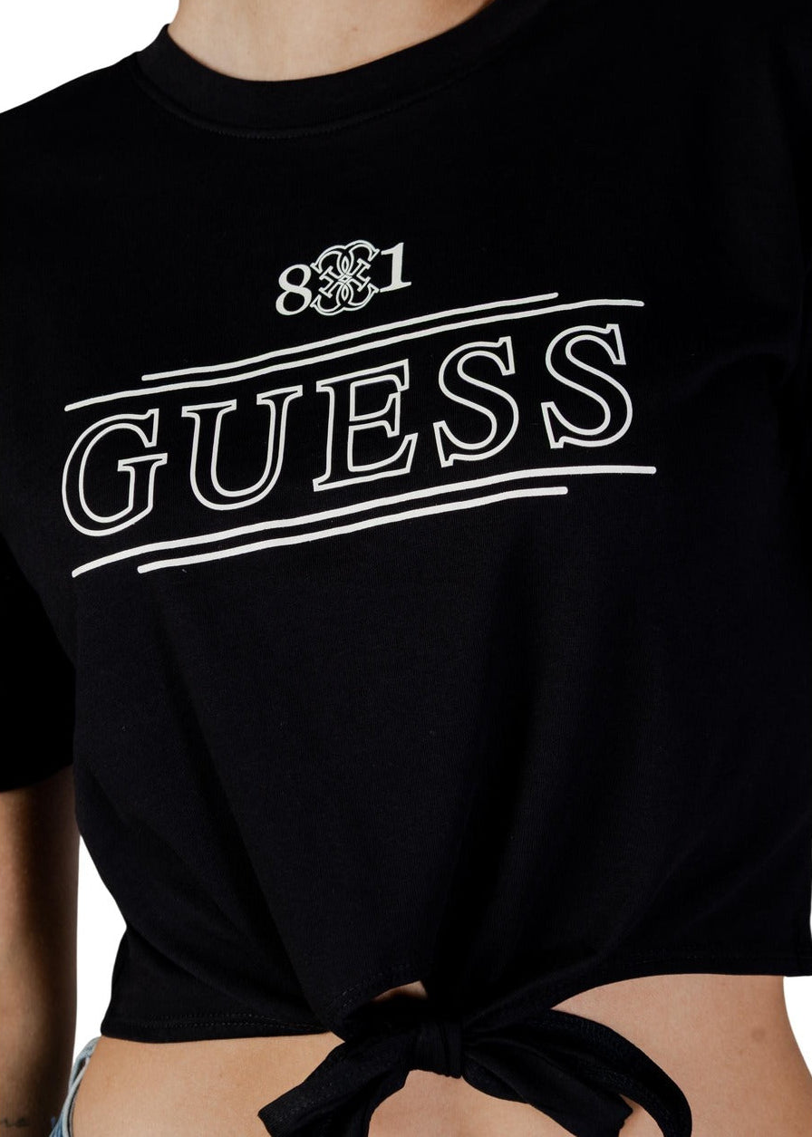 T-shirt Donna Guess Active Nera con Stampa