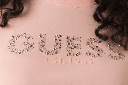 T-shirt Donna Guess Rosa con Strass – Cotone