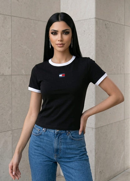 T-shirt Donna Tommy Hilfiger Jeans Nera Essential