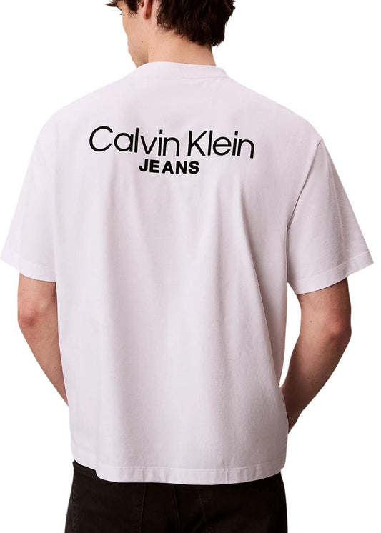 T-shirt Uomo Calvin Klein Jeans Bianca in Cotone