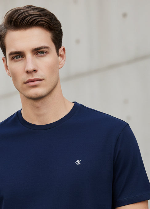 T-shirt Uomo Calvin Klein Jeans Blu con Logo Monogram
