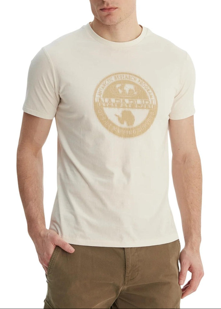 T-shirt Uomo Napapijri Bianca in Cotone con Stampa