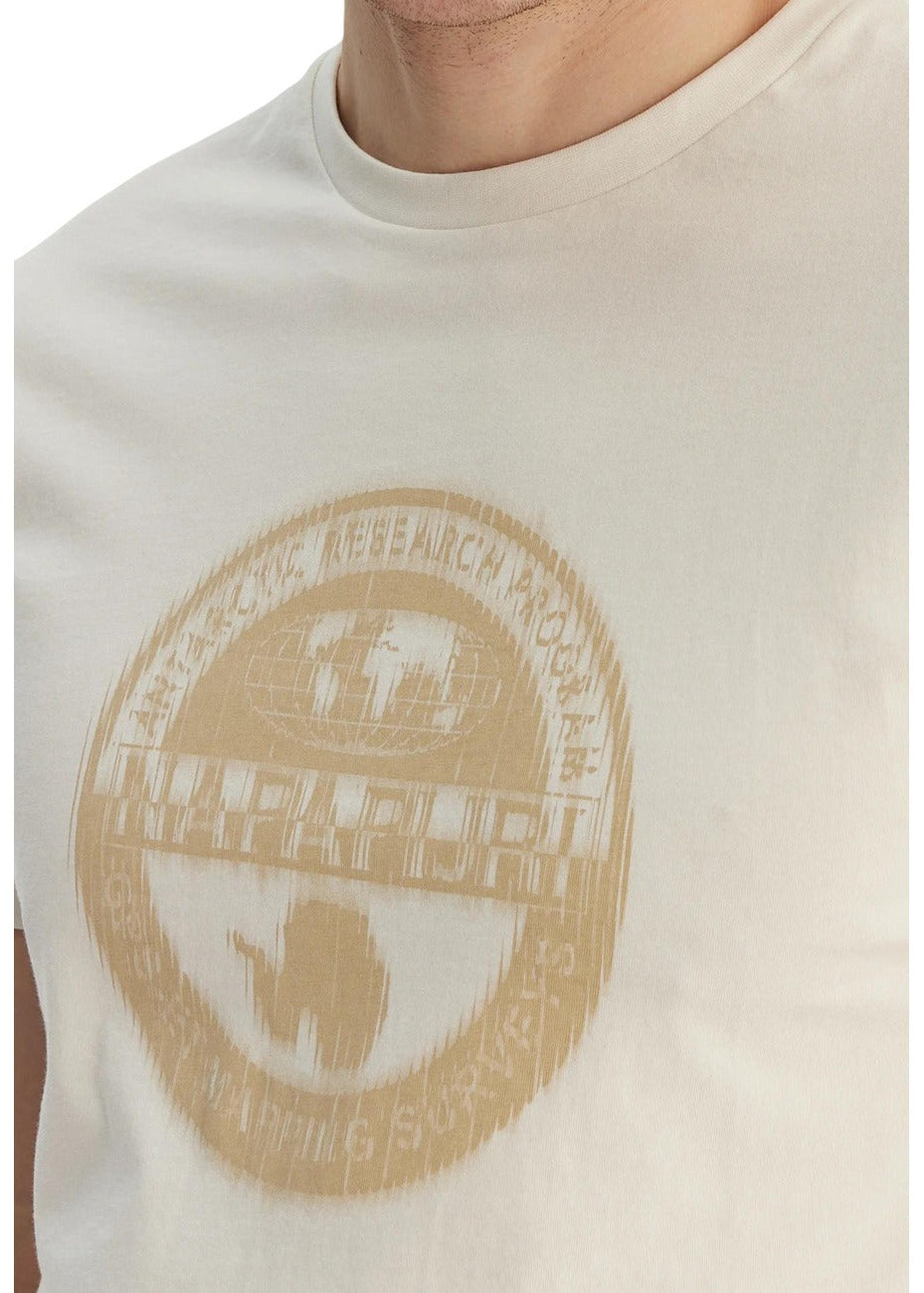 T-shirt Uomo Napapijri Bianca in Cotone con Stampa