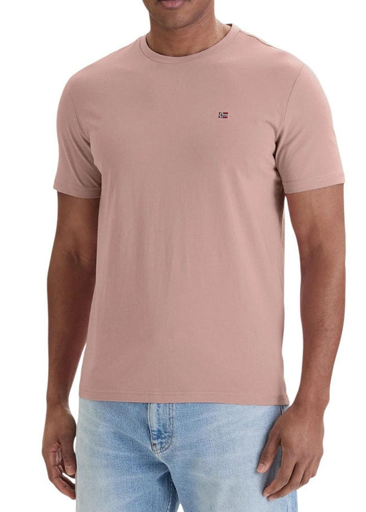 T-shirt Uomo Napapijri Rosa in Cotone