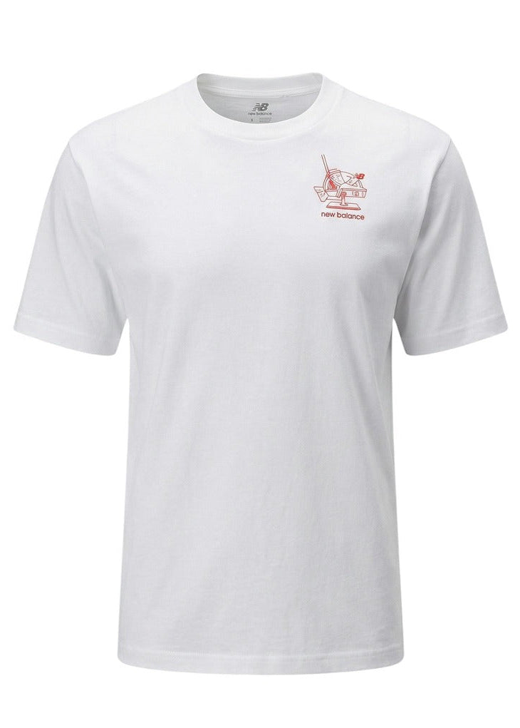 T-shirt Uomo New Balance Bianca in Cotone con Stampa