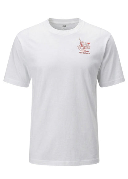 T-shirt Uomo New Balance Bianca in Cotone con Stampa