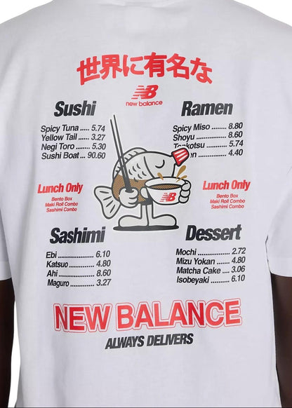 T-shirt Uomo New Balance Bianca in Cotone con Stampa