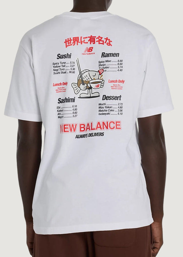 T-shirt Uomo New Balance Bianca in Cotone con Stampa