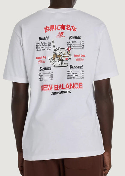 T-shirt Uomo New Balance Bianca in Cotone con Stampa