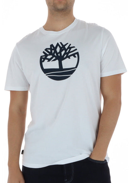 T-shirt Uomo Timberland Bianca con Stampa in Cotone