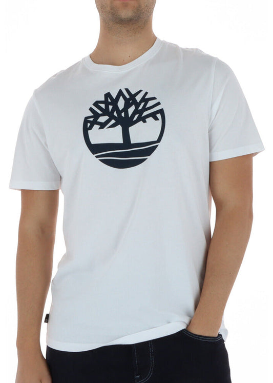 T-shirt Uomo Timberland Bianca con Stampa in Cotone