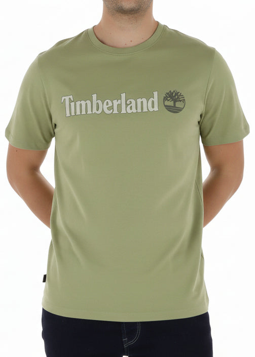 T-shirt Uomo Timberland Verde con Stampa in Cotone