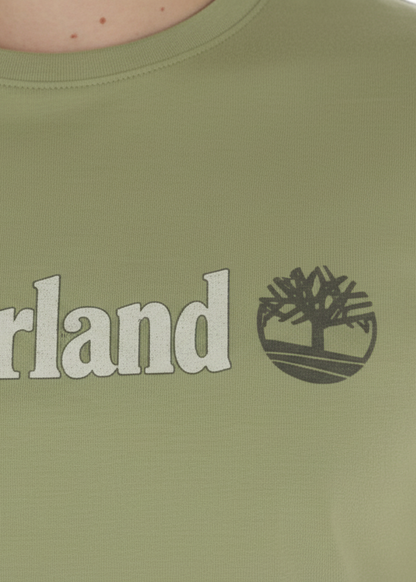 T-shirt Uomo Timberland Verde con Stampa in Cotone